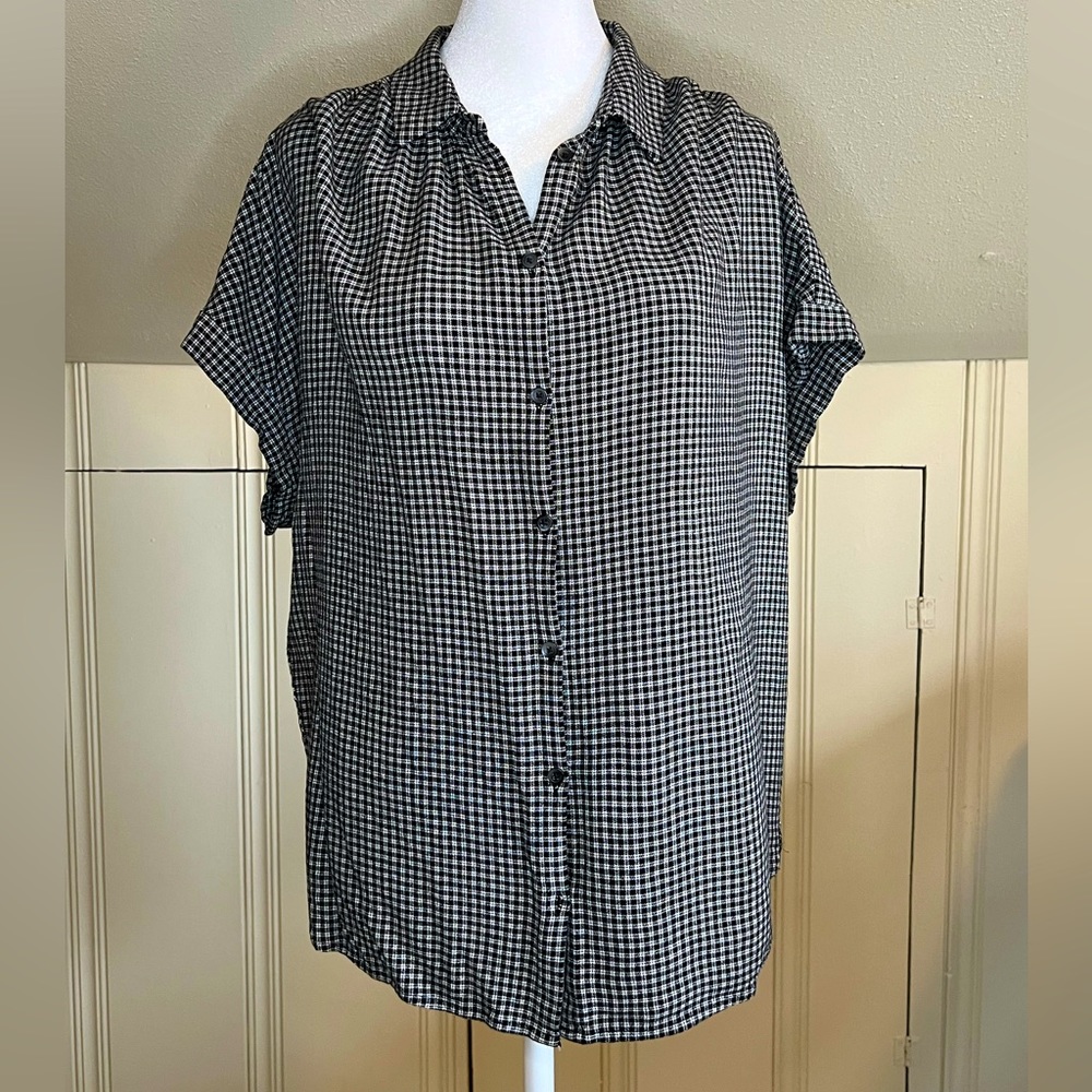 Madewell Buttonup Boxy Black & White Top